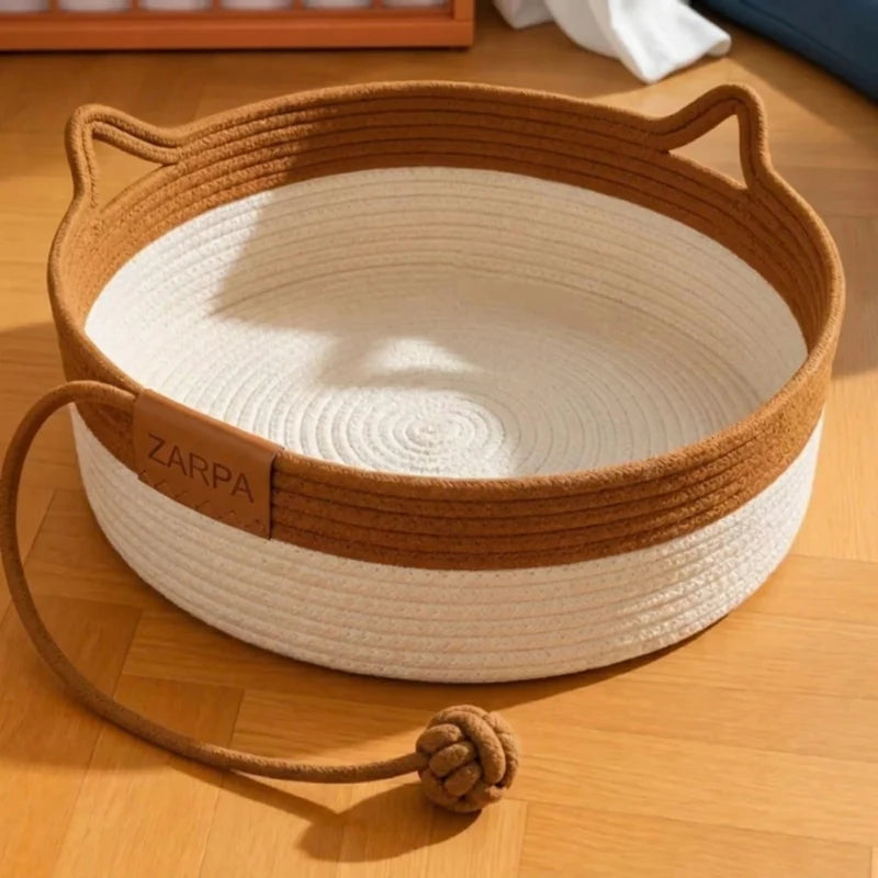 Zarpa™  Cesta Rascador y Cama para Gatos de Cuerda Natural