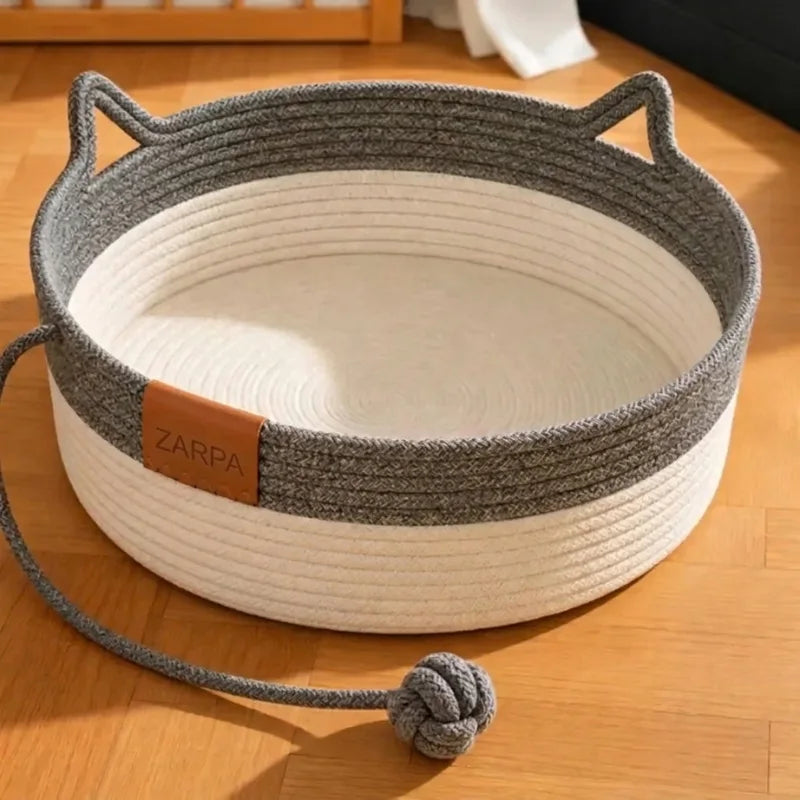 Zarpa™  Cesta Rascador y Cama para Gatos de Cuerda Natural
