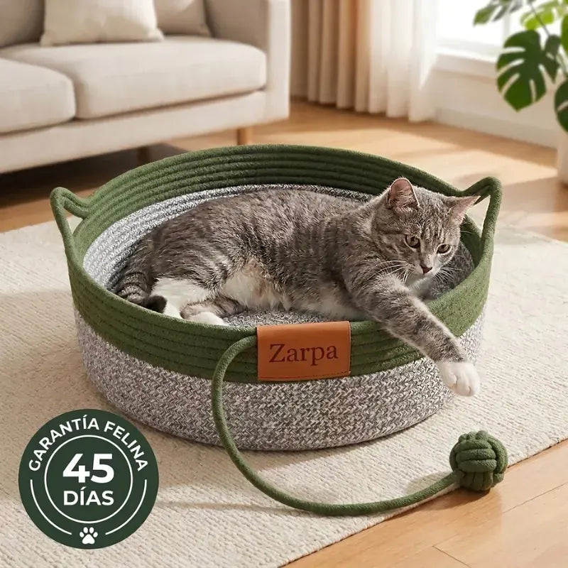 Zarpa™  Cesta Rascador y Cama para Gatos de Cuerda Natural
